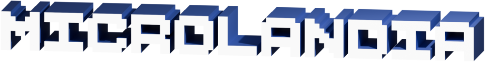 The Microlandia logo, pixel lettering on a transparent background.