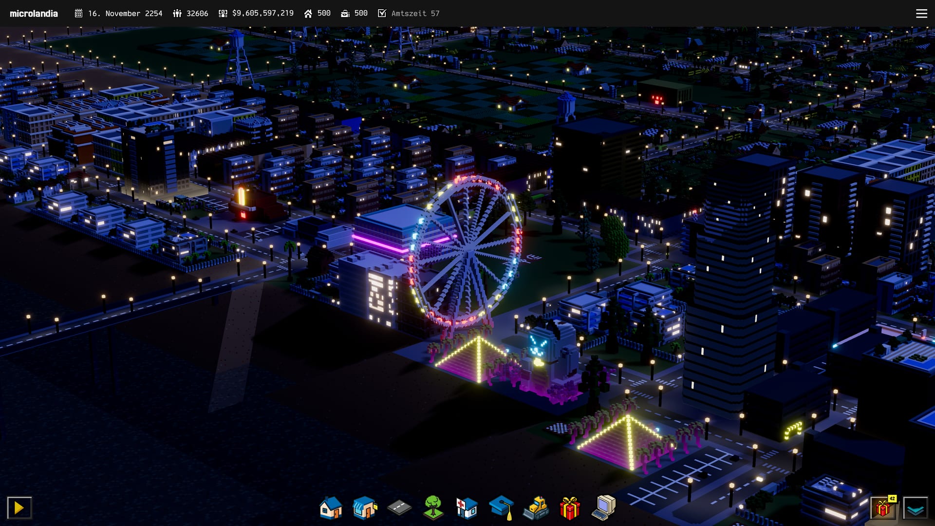 The marina waterfront after dark