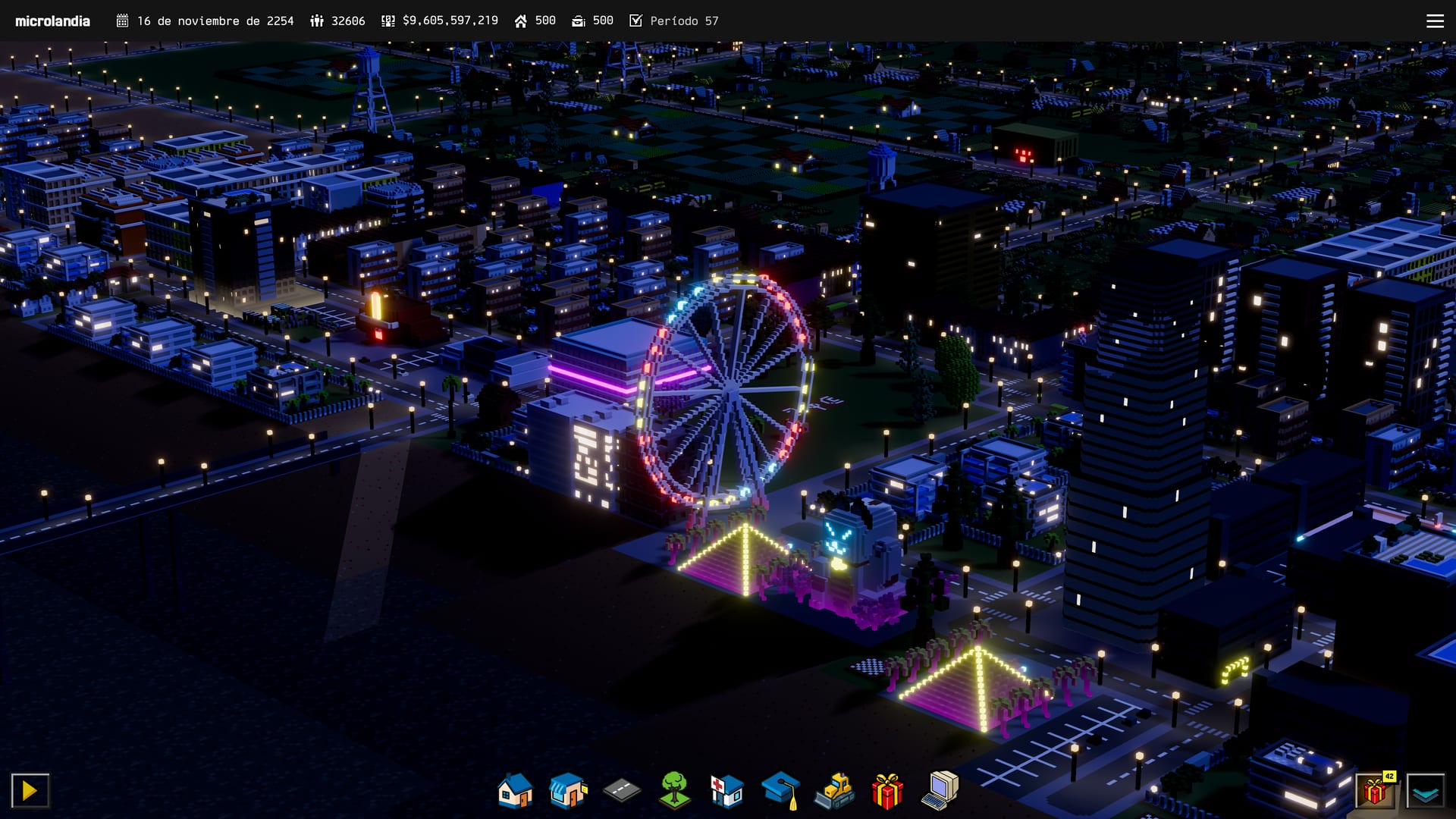The marina waterfront after dark